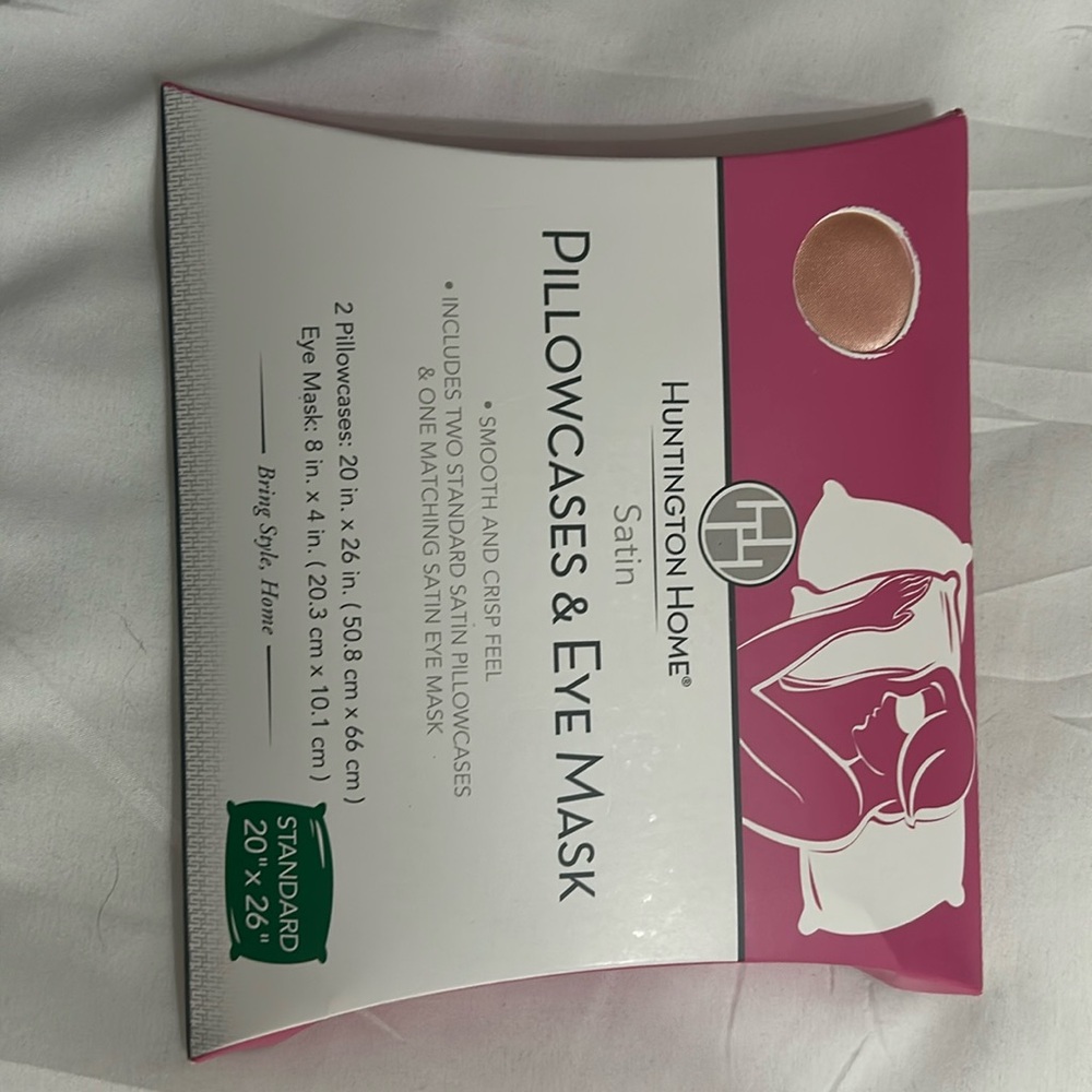 Huntington Home Satin Pillowcases & Eye Mask - Pink